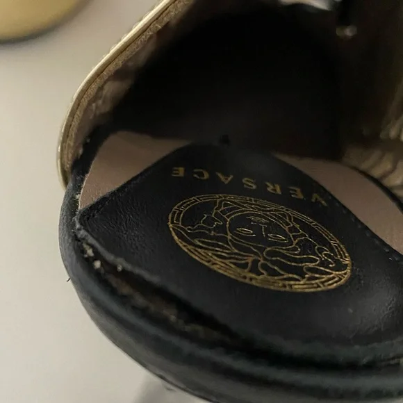 VERSACE | Gold Black Lace Up Gladiator Patent Leather Shoes Perforated Heels 36 - Picture 12 of 16